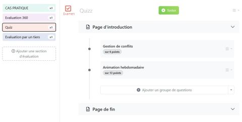Quiz d'évaluation en ligne dans Procertif